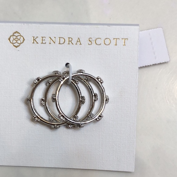 Kendra Scott Silver Tone Haven Heart 3PC Stackable Ring Set Size 7 Crystal NWT - Picture 3 of 16